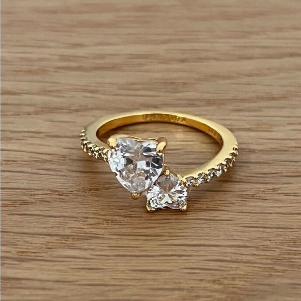 Pandora Double Heart Sparkling Ring - Gold and Silver - Picture 4 of 5